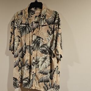 Panama Jack Tan and Green Tropical Leaf Shirt